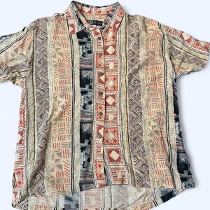 Vintage Rayon Co-Ord Set - Shirt & Shorts - SoftWear - Size L/XL image 4
