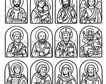 50 Orthodox Coloring Pages for Kids: Saints, Churches, Crosses (PDF)
