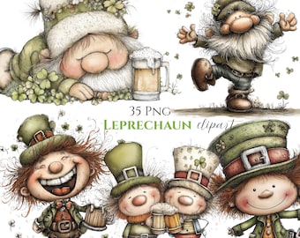 Skurril St Patricks Day Kobold Clipart Bundle (DIGITAL DOWNLOAD 35 PNG)