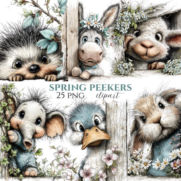 Spring Animals Clipart - Etsy