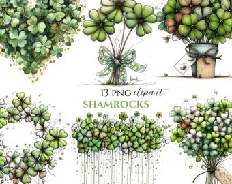 Aquarell Kleeblatt Clipart | St Patrick's Day Kleeblatt Illustration (13 PNG)