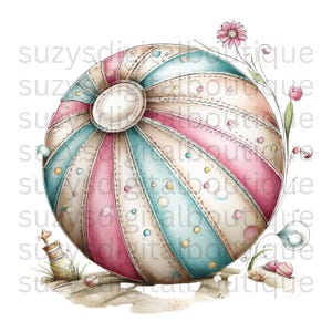 Paquete de imágenes prediseñadas veraniegas en tonos pastel / Elementos de playa en acuarela, conchas marinas, castillos de arena (40 PNG) imagen 6