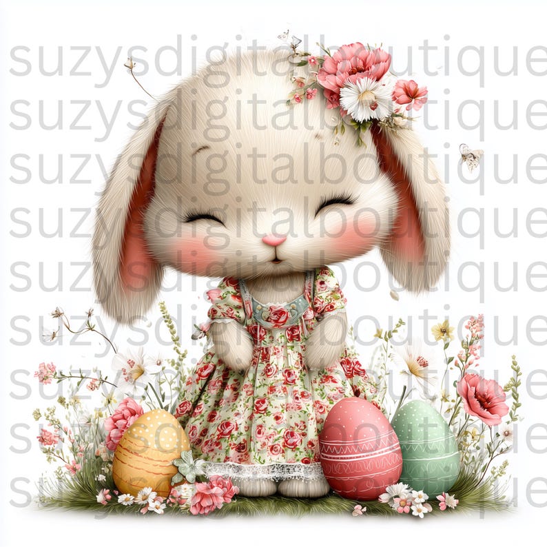 Watercolor Easter Bunny Clipart | Floral Cottagecore PNG (30 PNG) - Etsy
