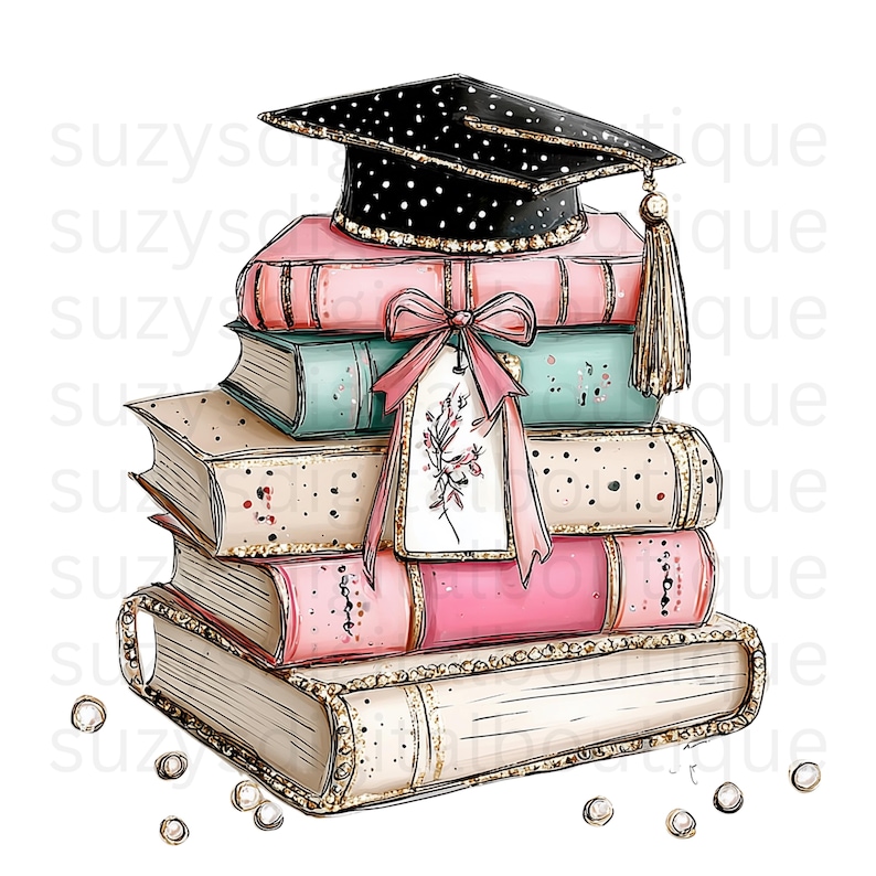 Pink Graduation Clipart Bundle, Class of 2026, Girly Grad PNG, Coquette ...