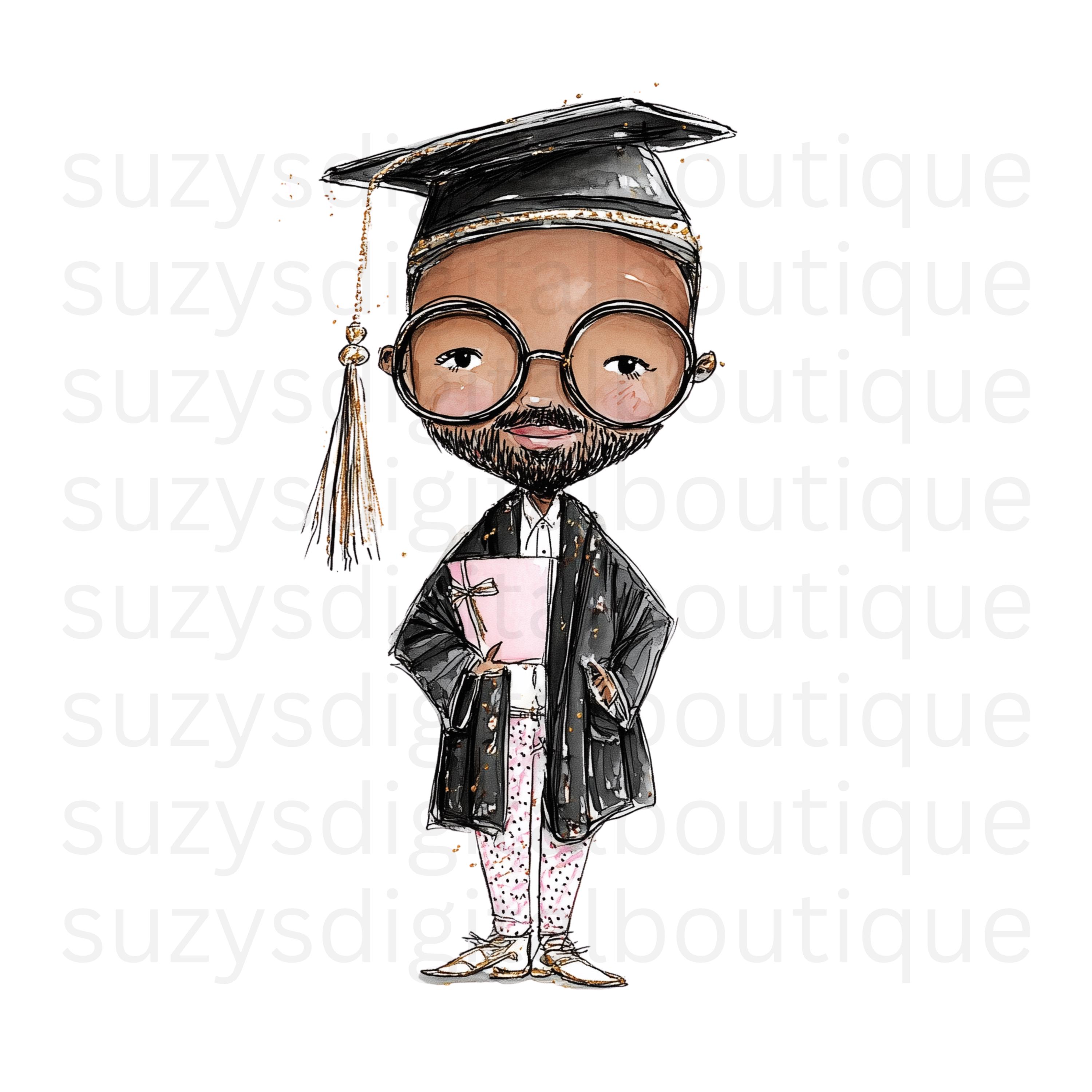 Pink Graduation Objects Animated Pink Graduation Clipart Bundle, Class of 2026, Girly Grad PNG, Coquette ...