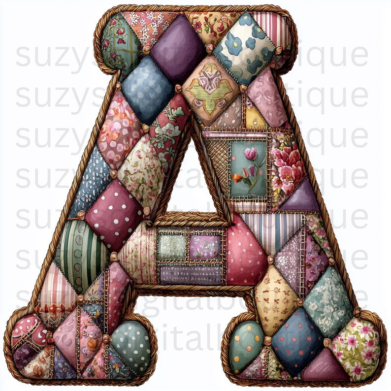 Floral Patchwork Quilt Alphabet and Numbers Clipart (36 PNG) - Etsy