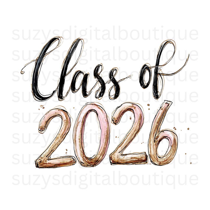 Pink Graduation Clipart Bundle, Class of 2026, Girly Grad PNG, Coquette ...