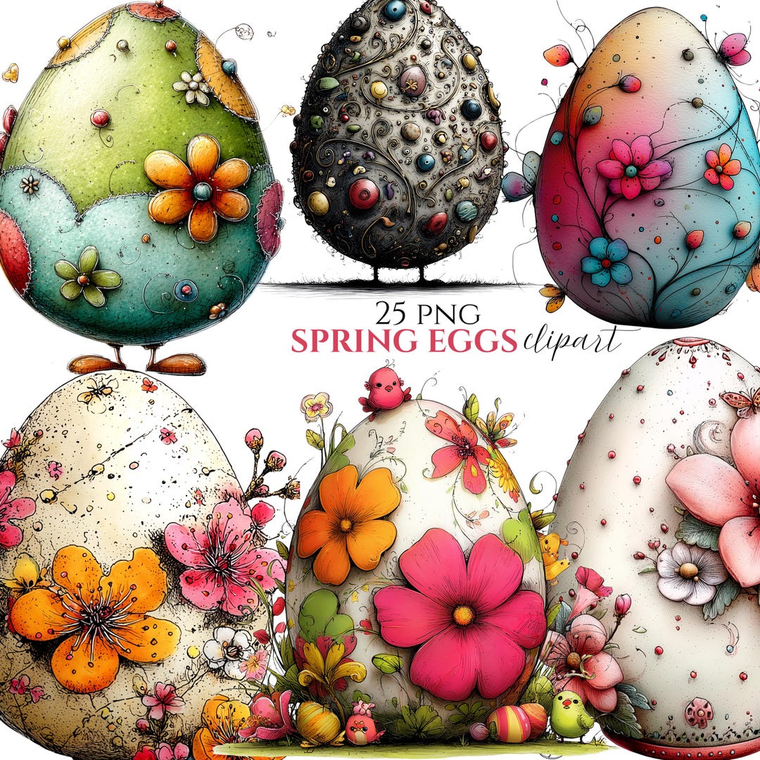 Floral Easter Egg Clipart – Spring Pastel PNG Bundle (25 Pngs) - Etsy