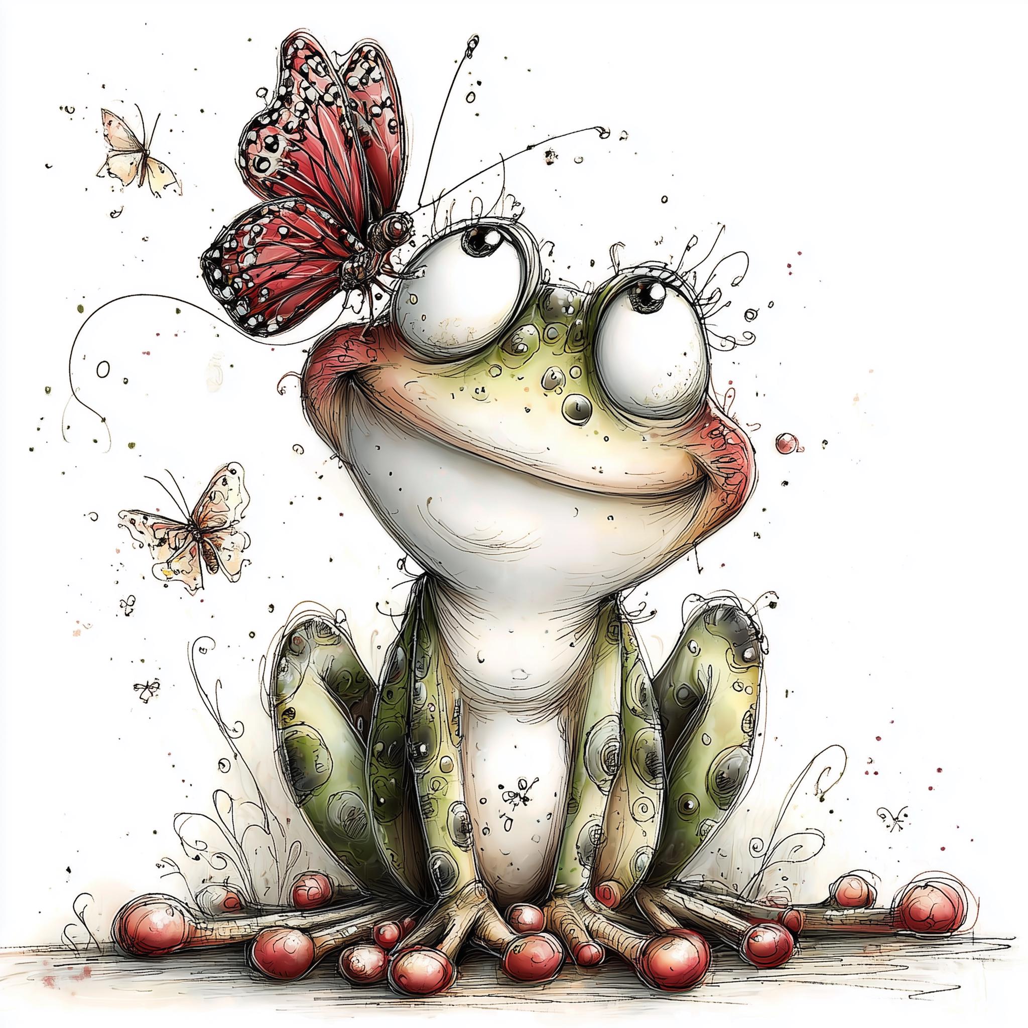 Spring Frog Drawing Watercolor Frog Clipart Bundle, Cottagecore Spring Animal Art (25 PNG ...