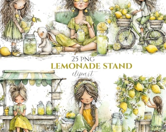 Lemonade Stand Clipart Bundle | Cottagecore Summer Market (25 PNG)