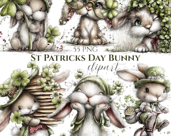 St Patrick's Day, Kobold Bunny Clipart, irische Grafik (Digitaler Download 55 PNG)