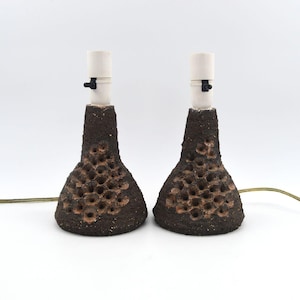 Vintage Brutalist Danish Studio Pottery Signed Table Lamps 1960s Contemporary Art Ceramics Unique Pieces - Danish Modern Art MCM