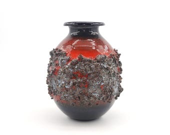 Large Mid-Century Glit Iceland Lava Studio Pottery Vase 1960s Fat-Lava Ragnar Kjartansson Design Handmade Icelandic Art Pottery