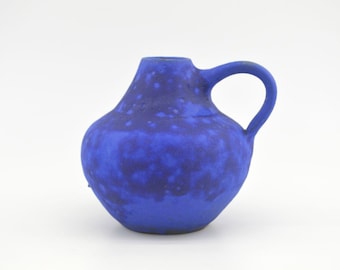 Large mid-century Hartwig Heyne “Hoy” studio ceramic vase WGP 1970s blue Fat Lava design