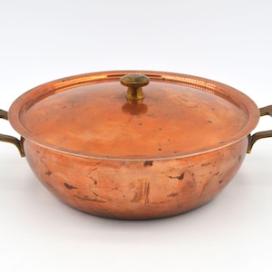 Vintage Spring Culinox Copper Pot with Lid 1980s Mid-Century Switzerland Design
