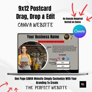 9x12 Postkarte Website Canva Template Done For You Website Vorlage Postkarte Landing Page One Page Website Business Simple Website Design