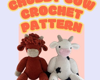 Patrón de crochet amigurumi de vaca gordita - SOLO PATRÓN
