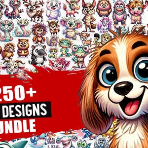 250+ PNG Bundle Animal Funny Clipart | Cute Cartoon Digital Download