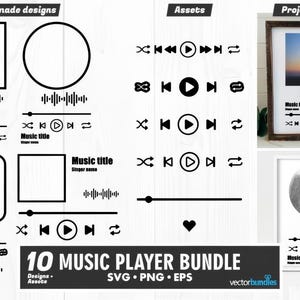 Music Player Acrylic Template svg png eps Digital File for Cricut Silhouette Laser Cut Spotify Display DIY Custom Plaque Design