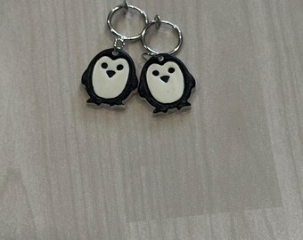 Clip On handcrafted Handpainted Clay penguin earrings
