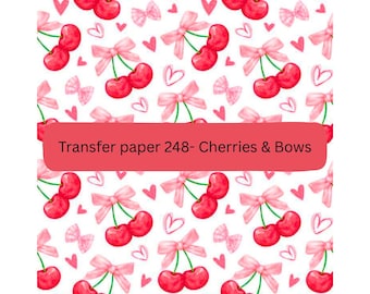 Papel de transferencia soluble en agua para arcilla polimérica "Cerezas y lazos"