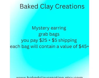 Bolsa sorpresa de pendientes de arcilla hechos a mano: pendientes de botón y colgantes