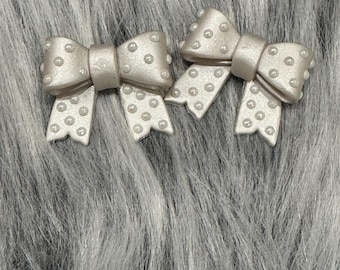 Pendientes de lazo extragrandes: joyería nupcial de arcilla polimérica con perlas