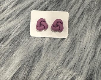 Handcrafted Knotted Polymer Clay Stud Earrings: Colorful Jewelry