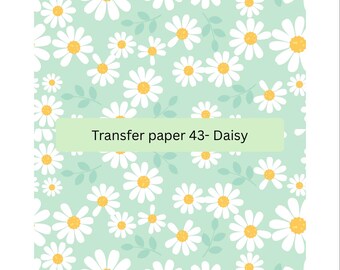 Lámina de transferencia soluble en agua para arcilla polimérica con estampado de margaritas verde menta