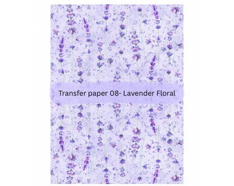 Lavender Floral Clay Transfer Sheet: Watercolor Design (3”x5”)