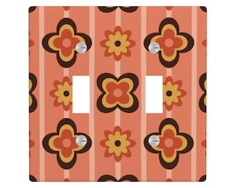 Vintage Floral Pattern Mid Century Modern 50s 60s Light Switch Cover, Retro MCM Wall Plate, Atomic Home Decor Accent, Retro Funky Unique