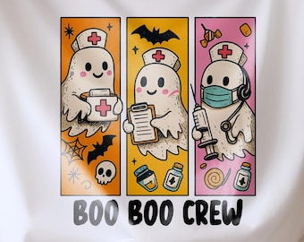 Boo Boo Crew PNG, Nurse Ghost Halloween Png, Funny Nursing Sublimation Design, CNA Spooky Season, Instant Download