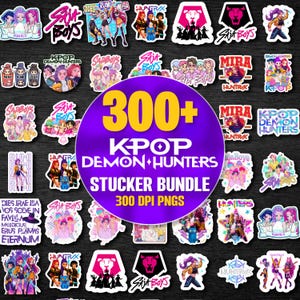 300+ kpopDemonHunters-klistermärken utskrivbaraSajaBoys, Huntrix, Zoey, Rumi och tiger-klistermärkendesignerförLaptop, Dagbok, Scrapbook