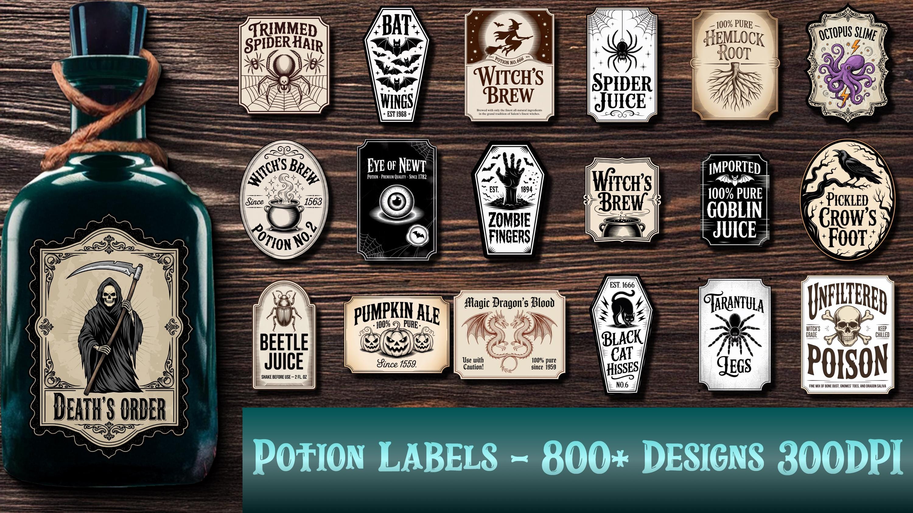 Vintage Halloween Apothecary Labels Bundle: 800+ Potion Stickers ...