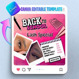 lashes Back to School Sale Booking Flyer, Braid Prices Flyer, Lash Sale Flyer, Back 2 School Flyer, Lashes, Hair Flyer, nails Flyer Template