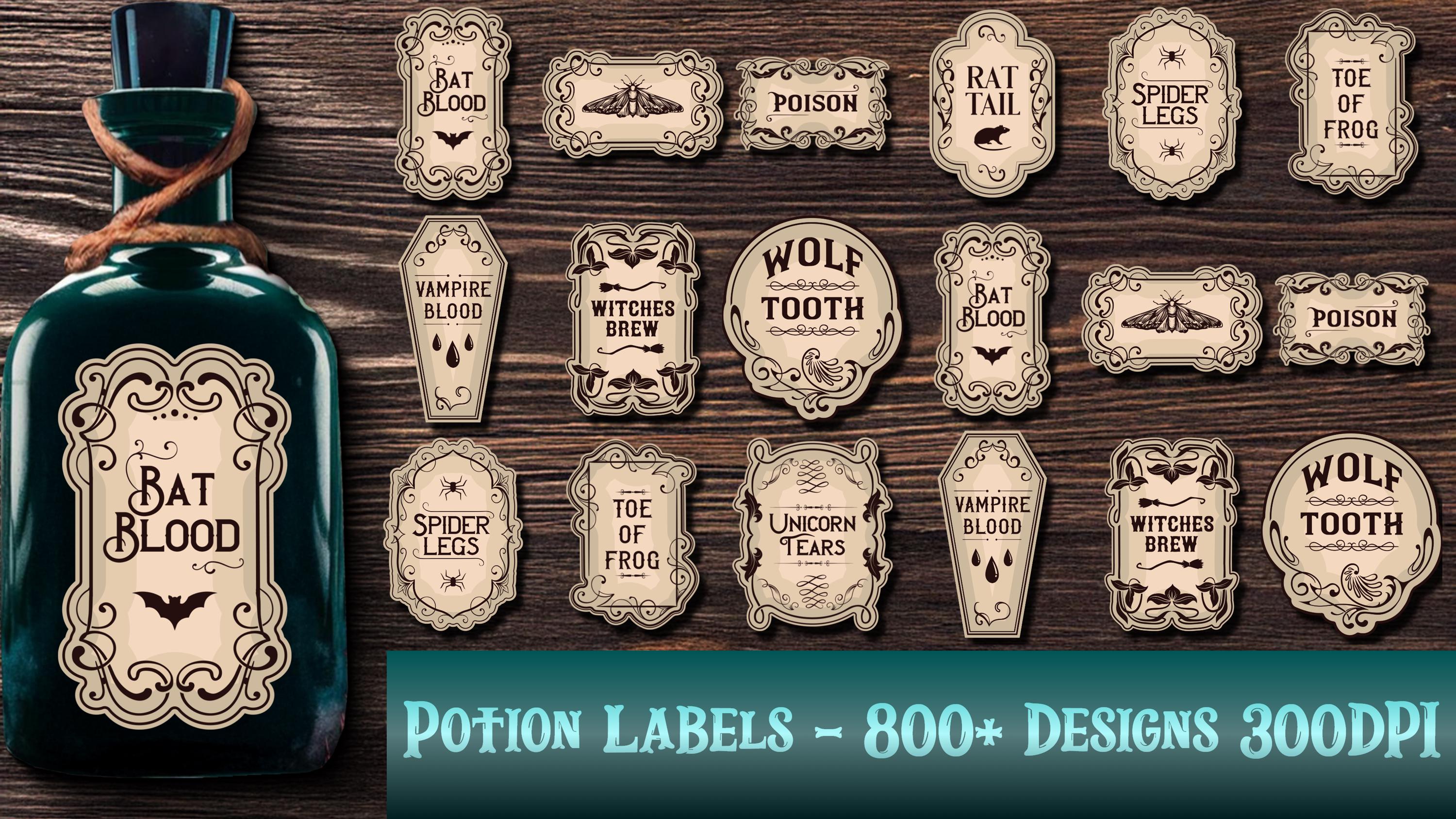 Vintage Halloween Apothecary Labels Bundle: 800+ Potion Stickers ...