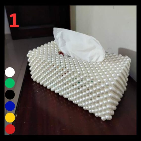 Set of 2 Premium Handmade Beaded Tissue Box Covers | Elegant