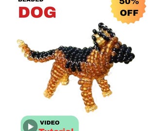 Beaded Dog Keychain – Handmade Beaded Animal, Personalized Gift for Her & Unique Christmas Gift Idea | Digital Download
