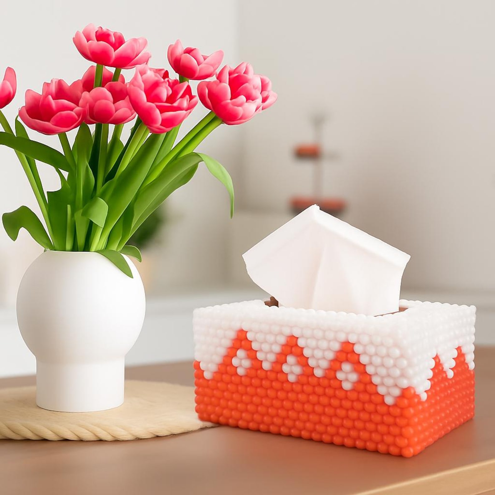 Handmade Beaded Tissue Box Cover | Elegant Decorative Tissue Box Holder