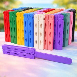 3D Printed Balisong Trainer – Safe Butterfly Practice Fidget Toy, Beginner Flipping Desk Toy