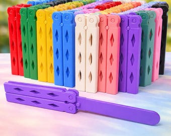 3D Printed Balisong Trainer – Safe Butterfly Practice Fidget Toy, Beginner Flipping Desk Toy