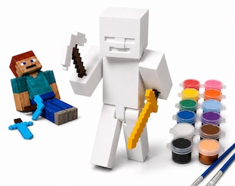 Minecraft Inspired Paint Your Own Figure | Paint Kit for Kids | Party Craft Activity