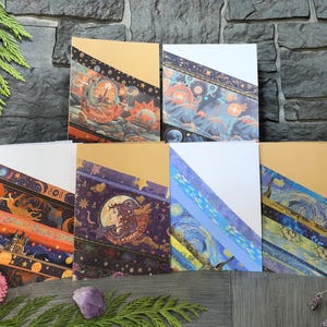 Cartes vierges, lot de 2, magiques, toutes occasions, cartes d'art, 3 styles ~ Déesse spirituelle, mondes magiques et Van Gogh.  Spirituel, Carte d'anniversaire