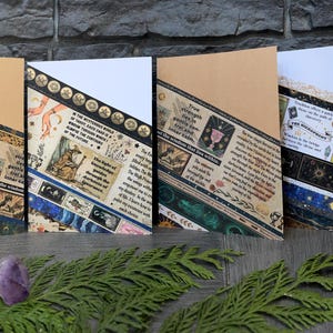 Lot de 4 cartes de voeux sur le thème du tarot, spirituelles, inspirantes, vierges à l'intérieur ou à personnaliser.  Carte unique, Carte magique, Carte sorcière