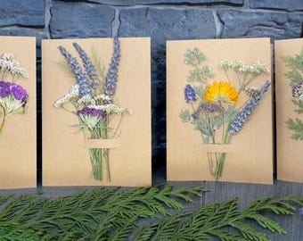 Dried Flower Card: Handcrafted All-Occasion Note Card