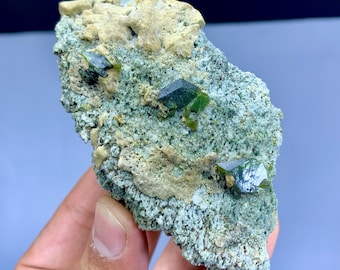 Green Sphene Titanite Crystals on Matrix, Skardu Pakistan (200 gram)
