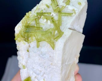 Lush Green Tourmaline Cluster on Feldspar from Chappu Mine, Pakistan - 225 gram
