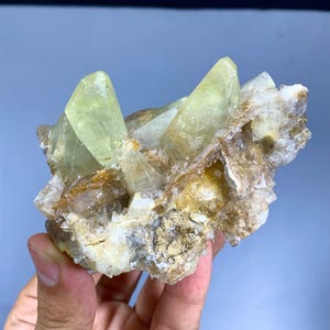 Natural Yellow Color Calcite Cluster on Matrix, Calcite Specimen from Pakistan - 256 gram