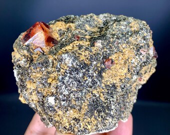 Natural Red Color Zircon on Matrix from Skardu Pakistan - 301 grams