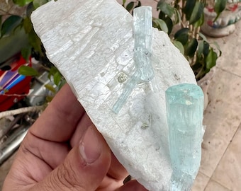 Sky Blue Aquamarine Crystals on Feldspar from Shigar valley Pakistan - 147 gram